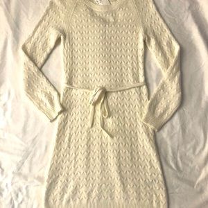 H&M Sweater Dress w tie Cream Sz XS